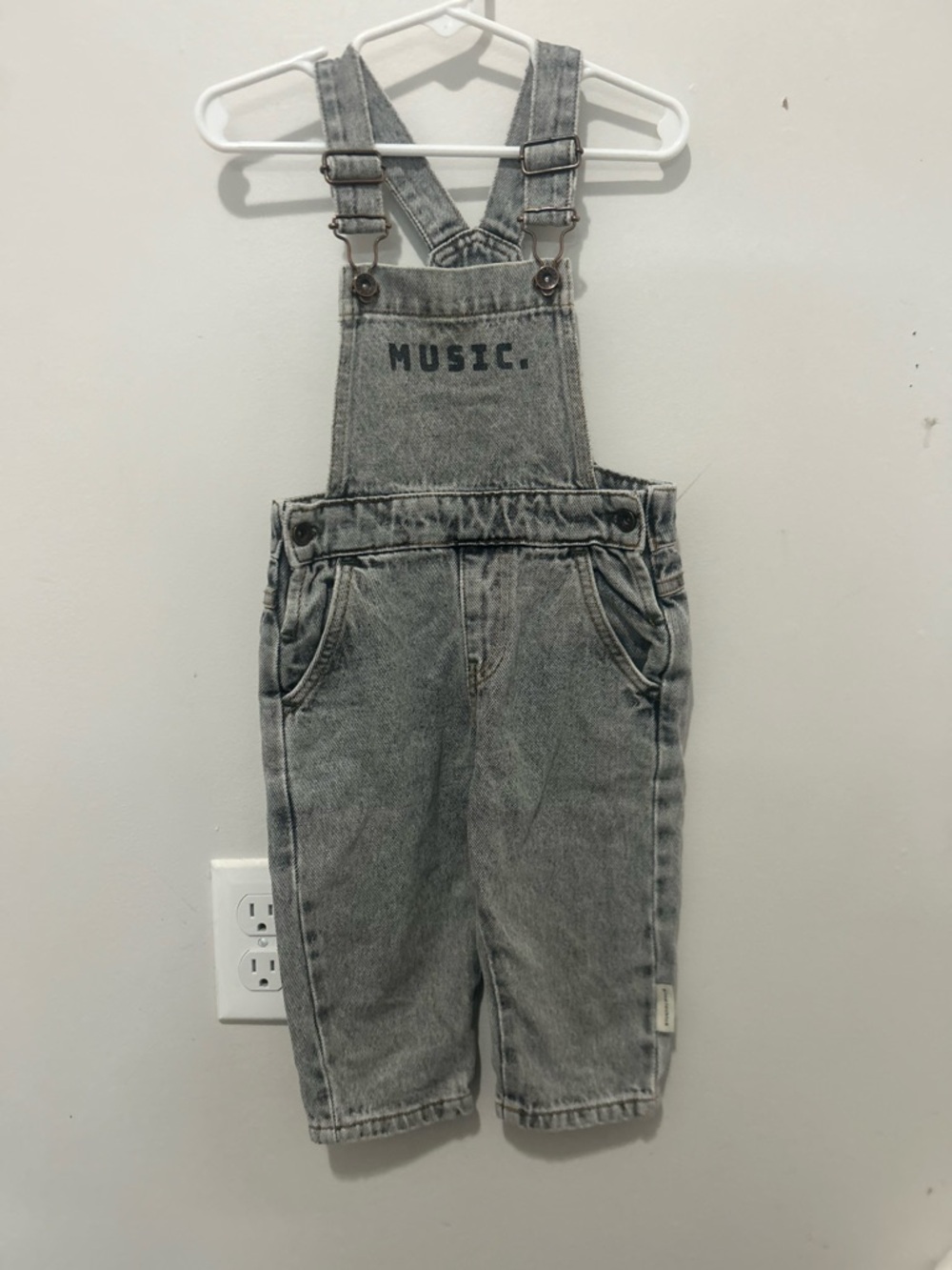 Kids Grey Denim 'Music' Overalls
